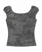 レースチョーカー付きグランジプリントノースリーブトップス
