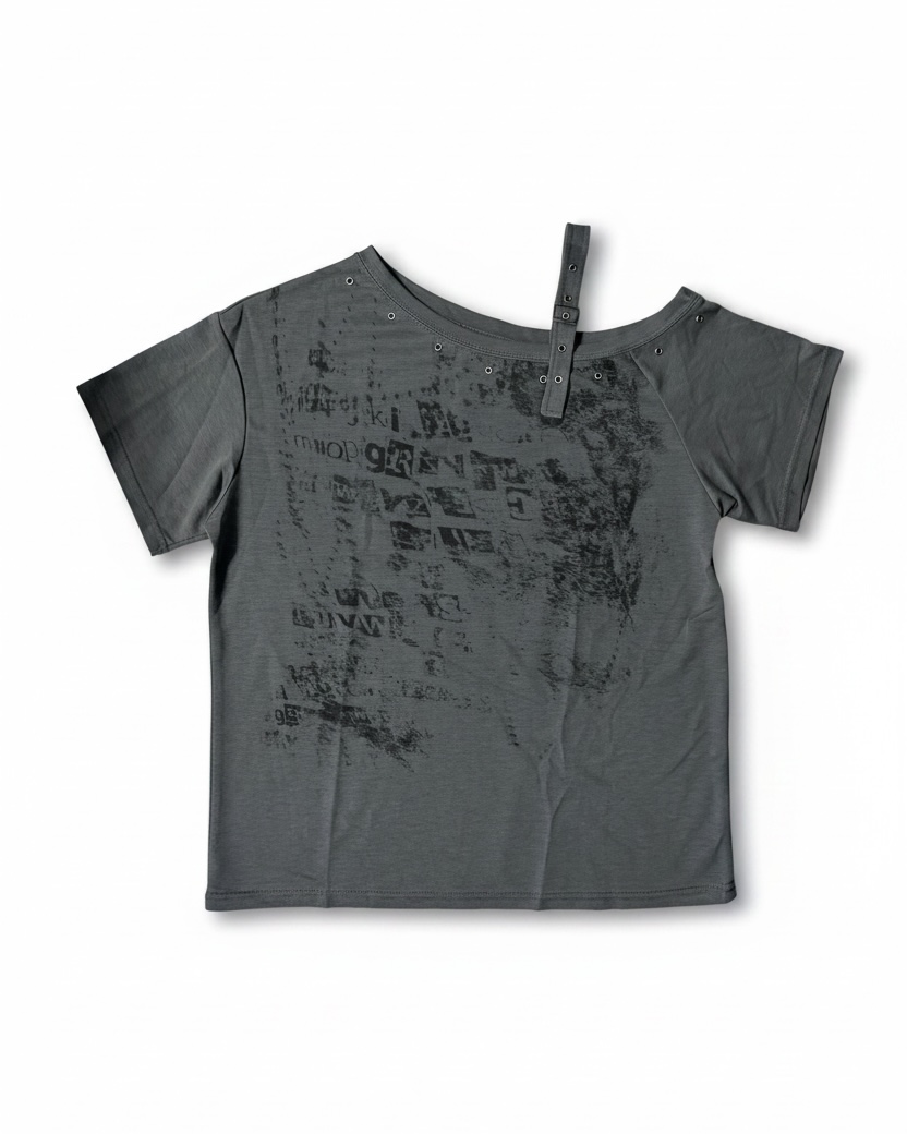 ベルトワンショルダーグランジTシャツ