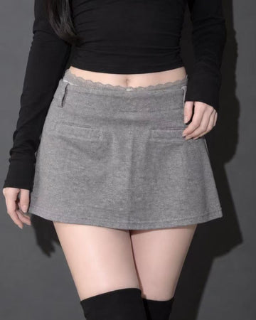 レイヤード見せパンロゴミニスカート